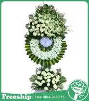 Kệ Hoa Viếng Trắng Xanh – Yên Nghỉ - Mã: I-052 - Giá: 1.300.000đ