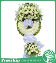 Kệ Hoa Hồng Trắng Cúc Trắng – Chia Buồn - Mã: I-059 - Giá: 1.300.000đ