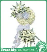 Vòng Hoa Mix Trắng Sang – Trang Trọng - Mã: I-060 - Giá: 1.900.000đ