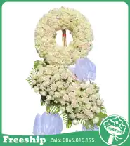 Vòng Hoa Mix Trắng Hồng Sang – Trang Trọng - Mã: I-071 - Giá: 1.900.000đ