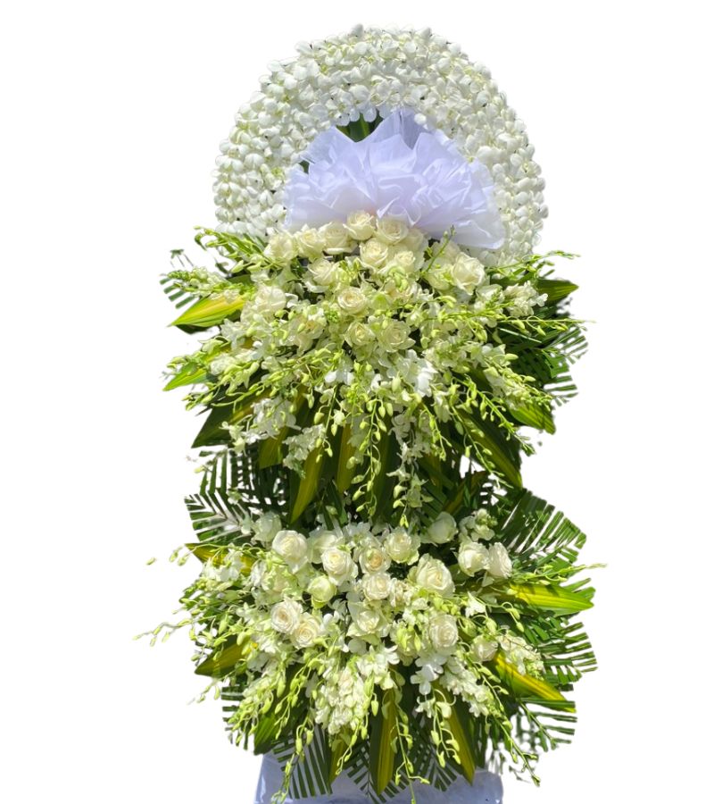 Vòng Hoa Tone Trắng – Tưởng Niệm Vô Cùng