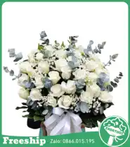 Giỏ Hoa Viếng Tone Trắng Hoa Hồng - Mã: I-093 - Giá: 550.000đ