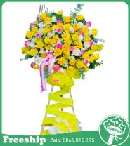 Kệ Hoa Chúc Mừng Khai Trương Mix Hoa Hồng - Mã: I-102 - Giá: 900.000đ