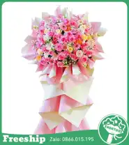 Kệ Hoa Chúc Mừng Tone Hồng 1 Tầng - Mã: I-128 - Giá: 950.000đ