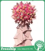 Kệ Hoa Chúc Mừng Tone Hồng 1 Tầng