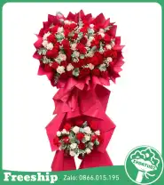 Kệnh Hoa Chúc Mừng 2 Tầng Tone Đỏ Mix Tổng Hợp - Mã: I-133 - Giá: 1.300.000đ