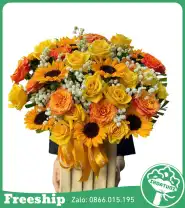 Giỏ Hoa Chúc Mừng Mix Vàng Hướng Dương - Mã: I-141 - Giá: 600.000đ