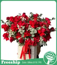 Giỏ Hoa Chúc Mừng Tone Đỏ Quyến Rủ - Mã: I-143 - Giá: 650.000đ
