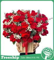 Giỏ Hoa Chúc Mừng Tone Đỏ Quyến Rủ