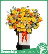 Giỏ Hoa Mix Vàng Cam Tổng Hợp