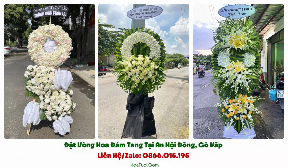 Vòng hoa đám tang Phường An Hội Đông nhiều mẫu để chọn