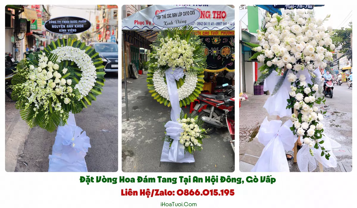 Kệ hoa viếng tông trắng vàng tại An Hội Đông Gò Vấp