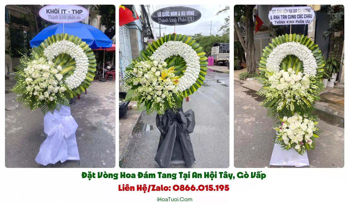 Vòng hoa đám tang Phường An Hội Tây nhiều mẫu để chọn