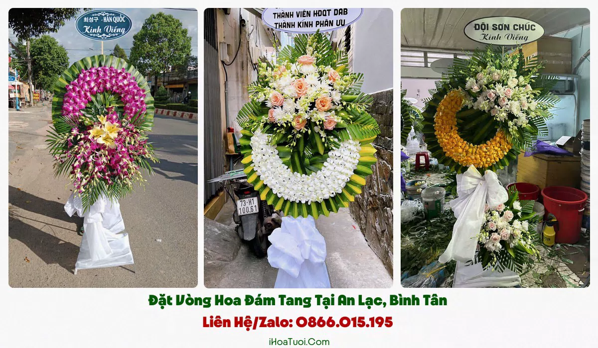 Vòng hoa đám tang Phường An Lạc nhiều mẫu để chọn