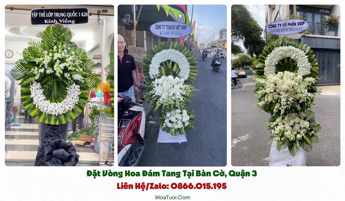 Các mẫu vòng hoa viếng đám tang tại Phường Bàn Cờ