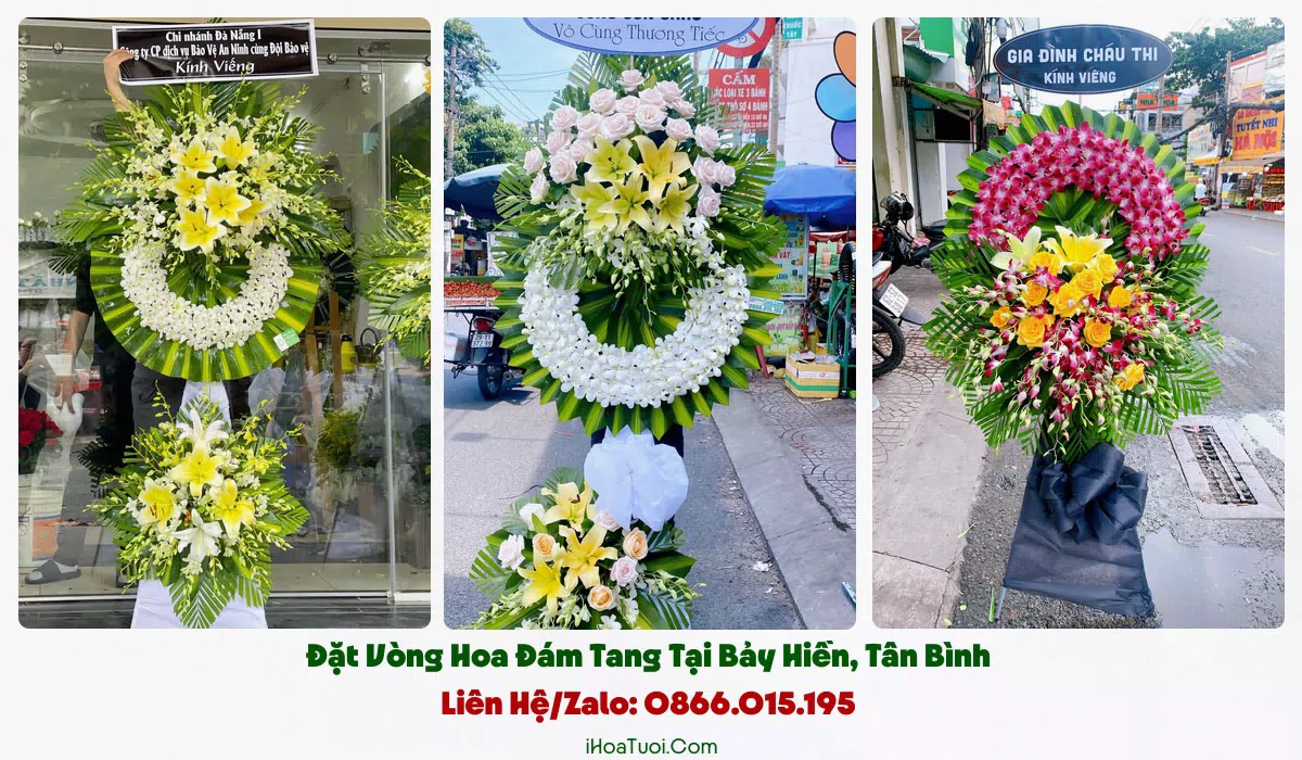 Các mẫu vòng hoa viếng đám tang tại Phường Bảy Hiền