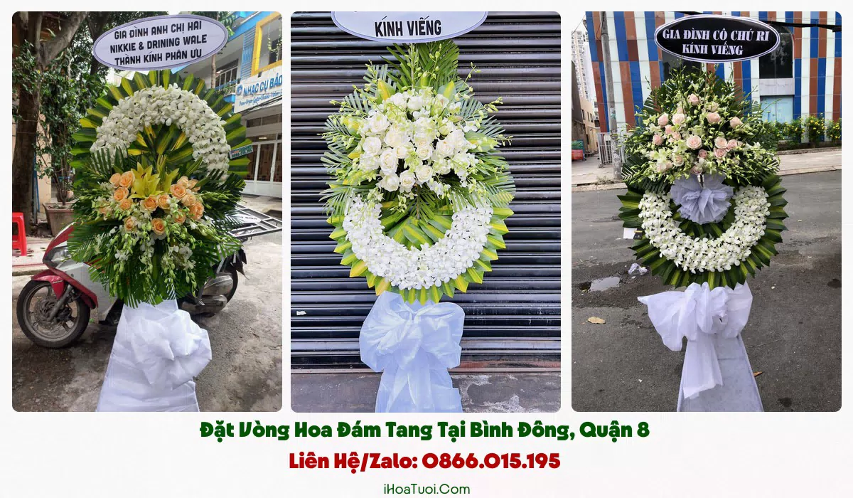 Các mẫu vòng hoa viếng đám tang tại Phường Bình Đông