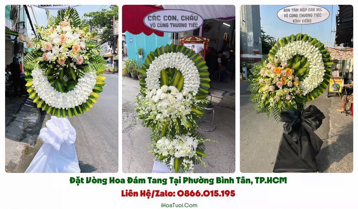 Các mẫu vòng hoa, kệ hoa viếng đám tang tại Phường Bình Tân