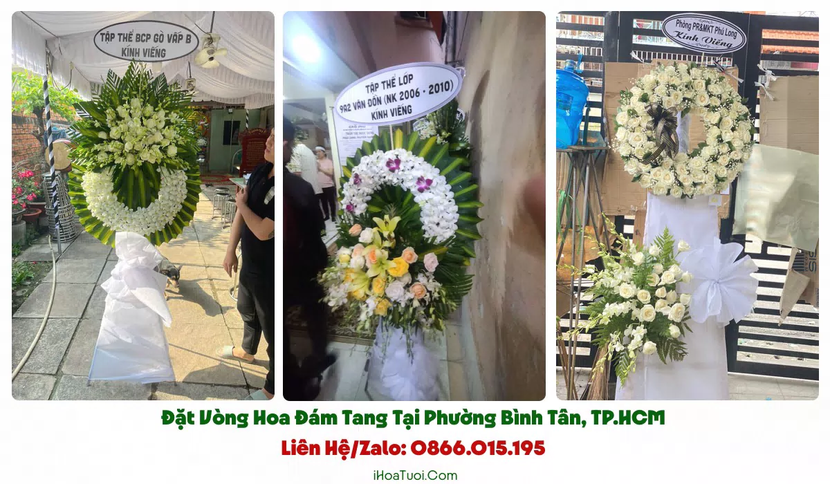 Kệ hoa viếng tông trắng vàng trang trọng cho công ty tại Bình Tân