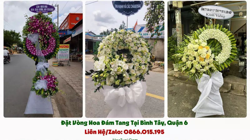 Vòng Hoa Viếng Đám Tang Phường Bình Tây, TP.HCM (Quận 6 Cũ)