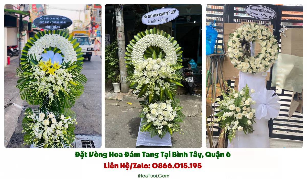 Kệ hoa viếng trang trọng hợp phong tục người Hoa tại chợ Bình Tây