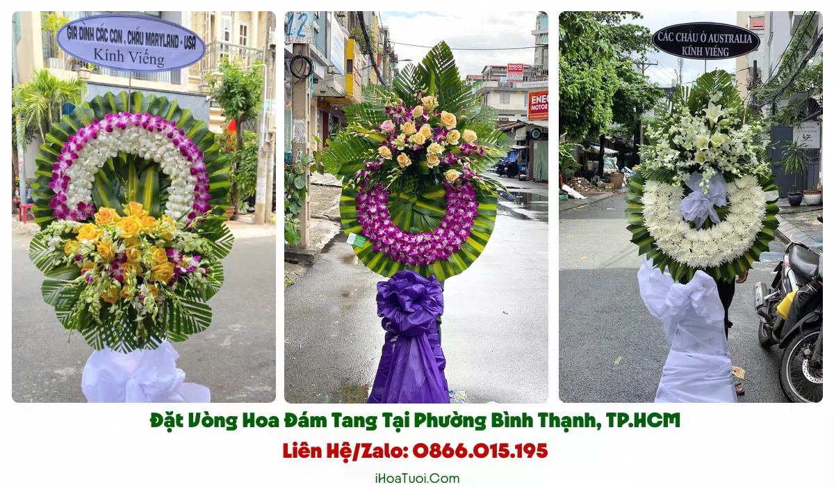 Các mẫu vòng hoa, kệ hoa viếng đám tang tại Phường Bình Thạnh