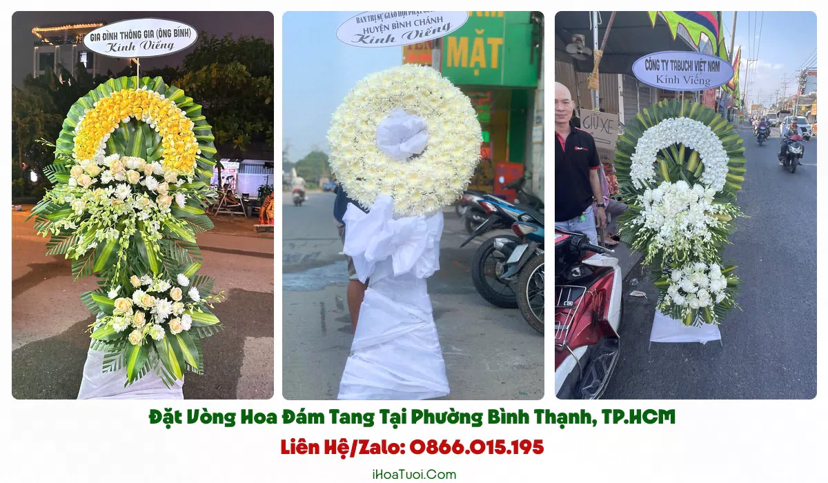 Kệ hoa ly trắng cúc vàng trang trọng viếng ông bà cha mẹ tại Bình Thạnh