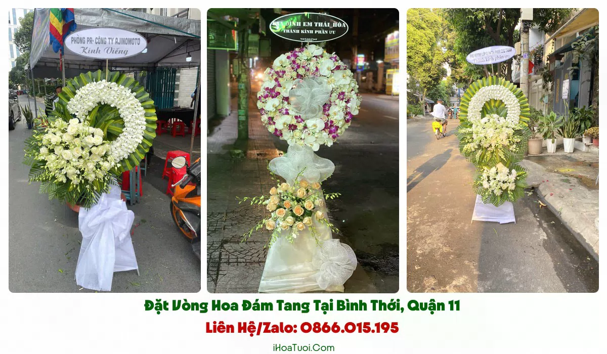 Giao vòng hoa viếng đúng giờ tại khu Bình Thới, gần Đầm Sen