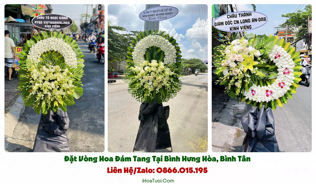 Kệ hoa viếng tông trắng vàng trang trọng tại Bình Hưng Hòa, Bình Tân