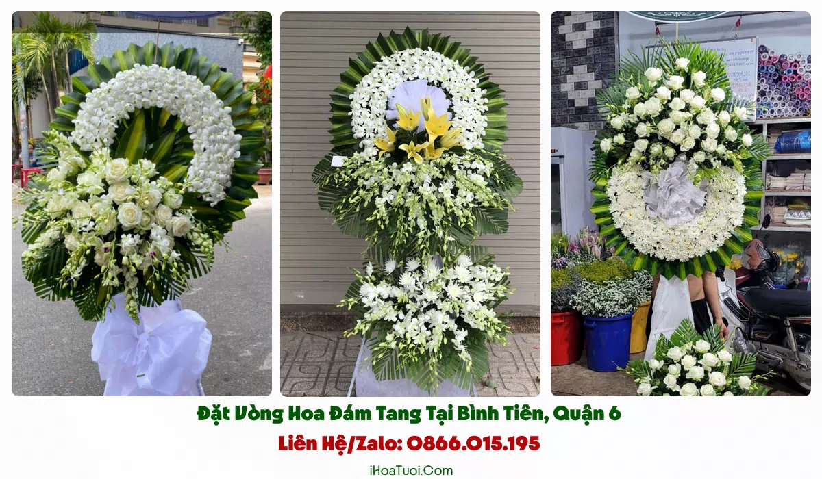 Các mẫu vòng hoa viếng đám tang Phường Bình Tiên do iHoaTuoi.Com cắm theo yêu cầu