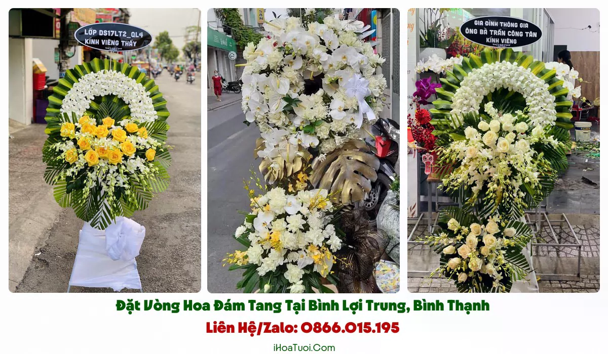 Các mẫu vòng hoa viếng tại Phường Bình Lợi Trung, Quận Bình Thạnh