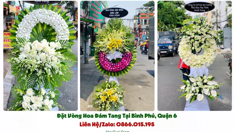 Vòng Hoa Viếng Đám Tang Phường Bình Phú, TP.HCM (Quận 6 Cũ)