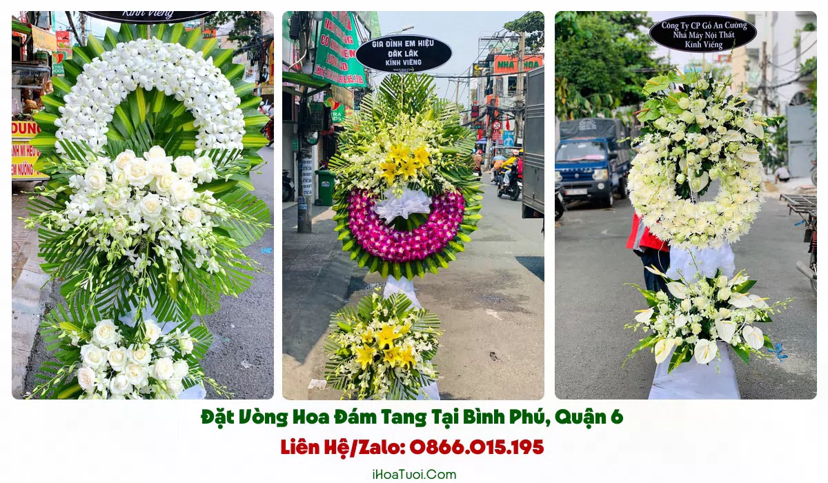 Vòng Hoa Viếng Đám Tang Phường Bình Phú, TP.HCM (Quận 6 Cũ)
