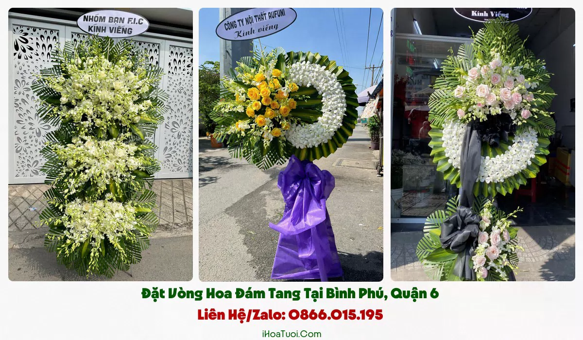 Các mẫu vòng hoa viếng tại Phường Bình Phú, Quận 6