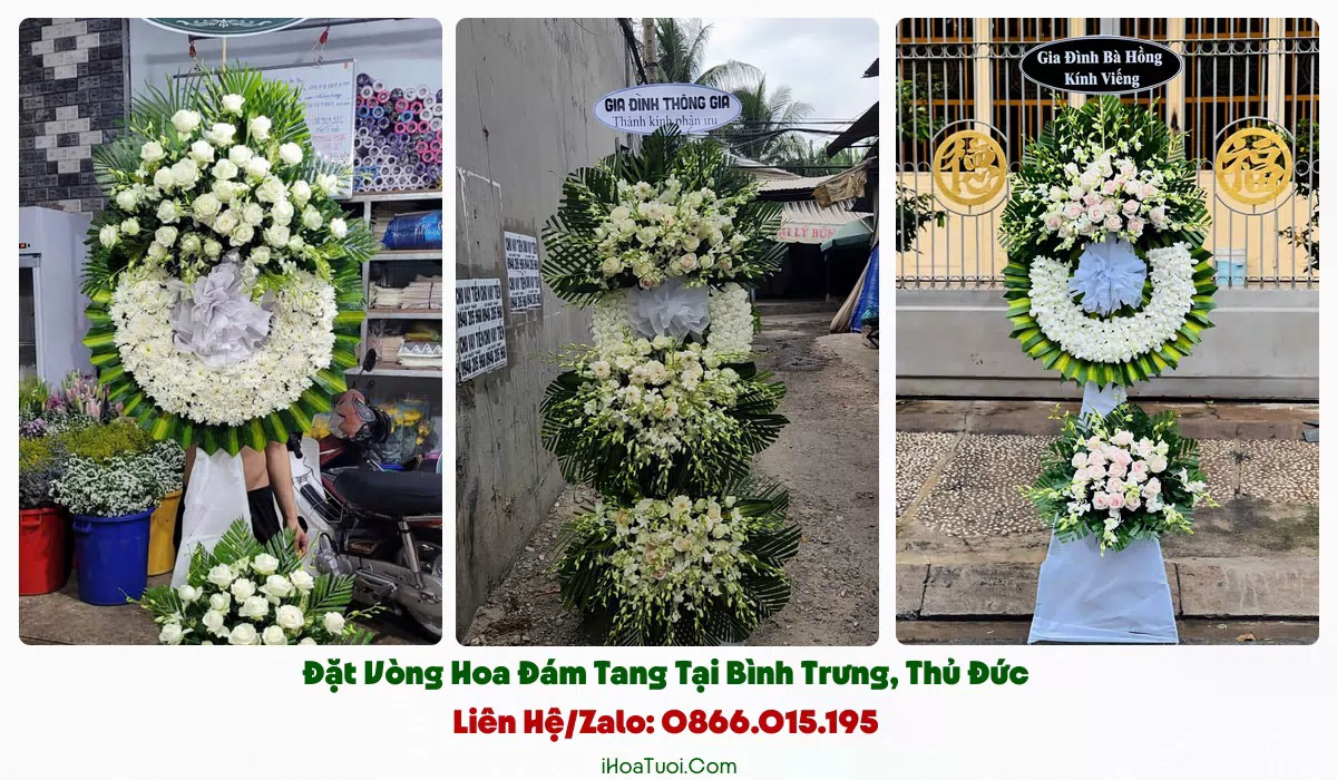 Kệ hoa ly trắng cúc vàng viếng đám tang Phường Bình Trưng