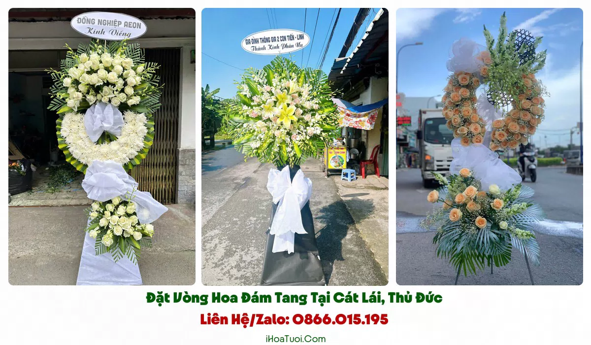 Kệ hoa lan hồ điệp trắng viếng đám tang doanh nghiệp Phường Cát Lái