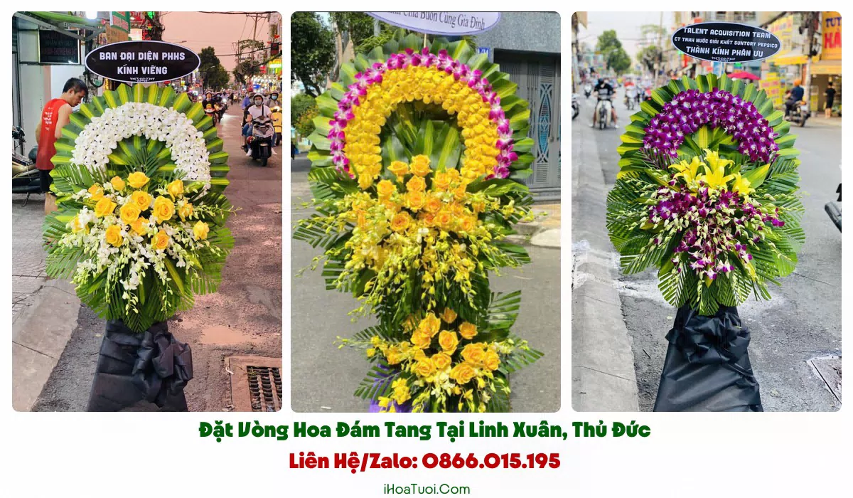 Kệ hoa viếng đám tang trang nghiêm tại Linh Xuân