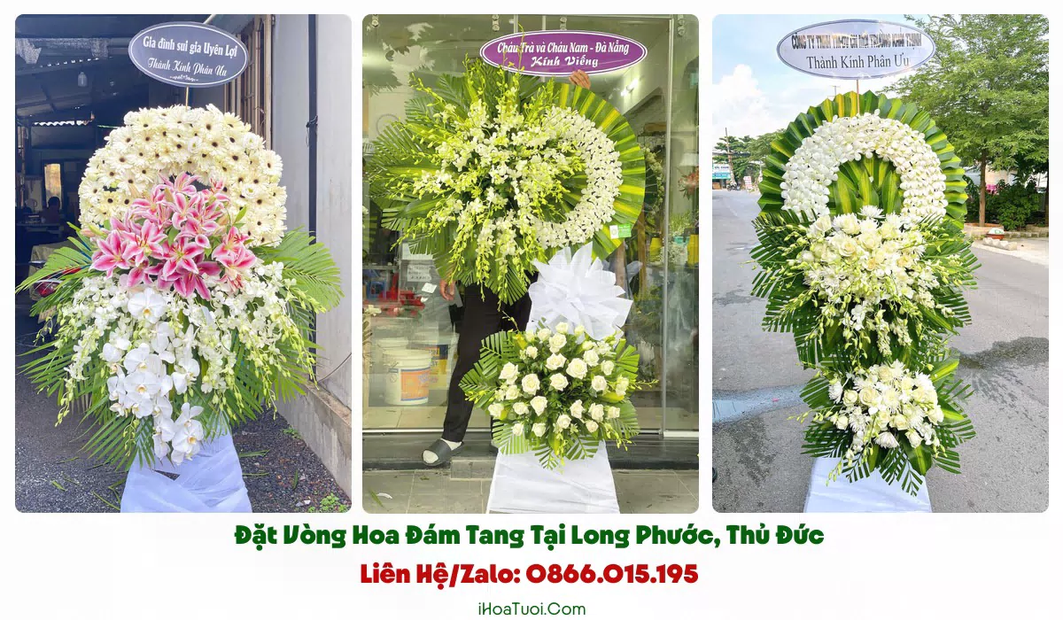 Vòng hoa đám tang Phường Long Phước nhiều mẫu