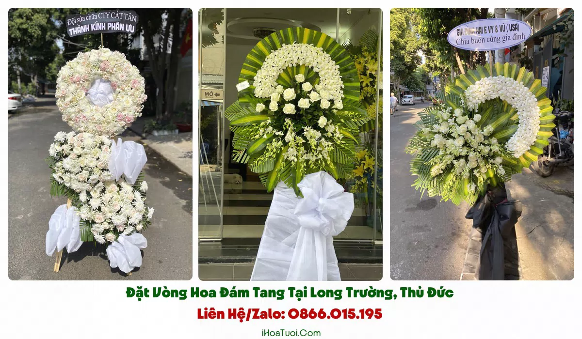 Kệ hoa viếng trang nghiêm tại khu dân cư Long Trường
