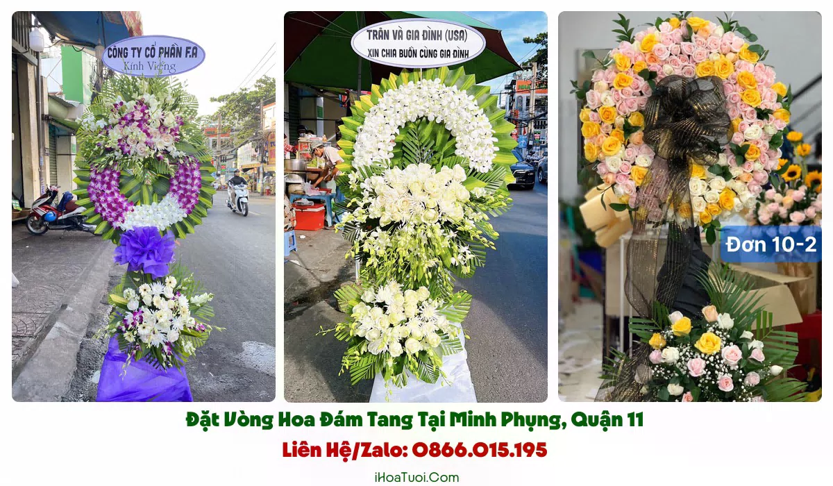 Vòng hoa đám tang Phường Minh Phụng nhiều mẫu