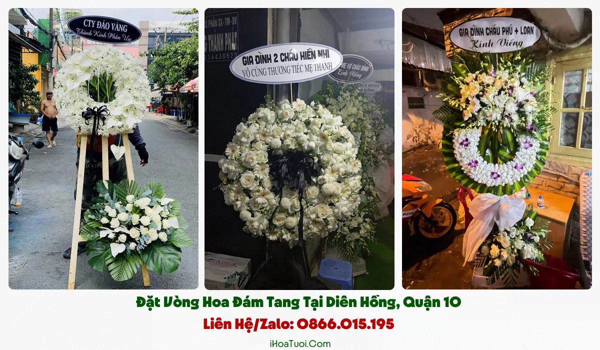 Đặt Vòng Hoa Đám Tang Phường Diên Hồng, TP.HCM (Quận 10 Cũ)