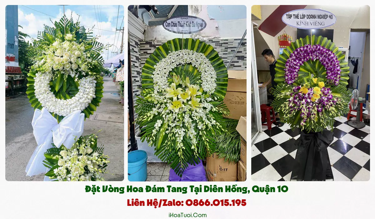 Các loại vòng hoa viếng đám tang Phường Diên Hồng Quận 10