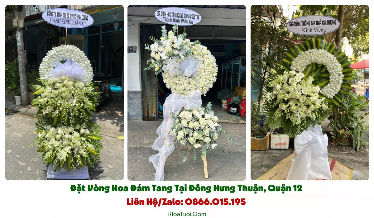 Các loại vòng hoa viếng đám tang Phường Đông Hưng Thuận Quận 12