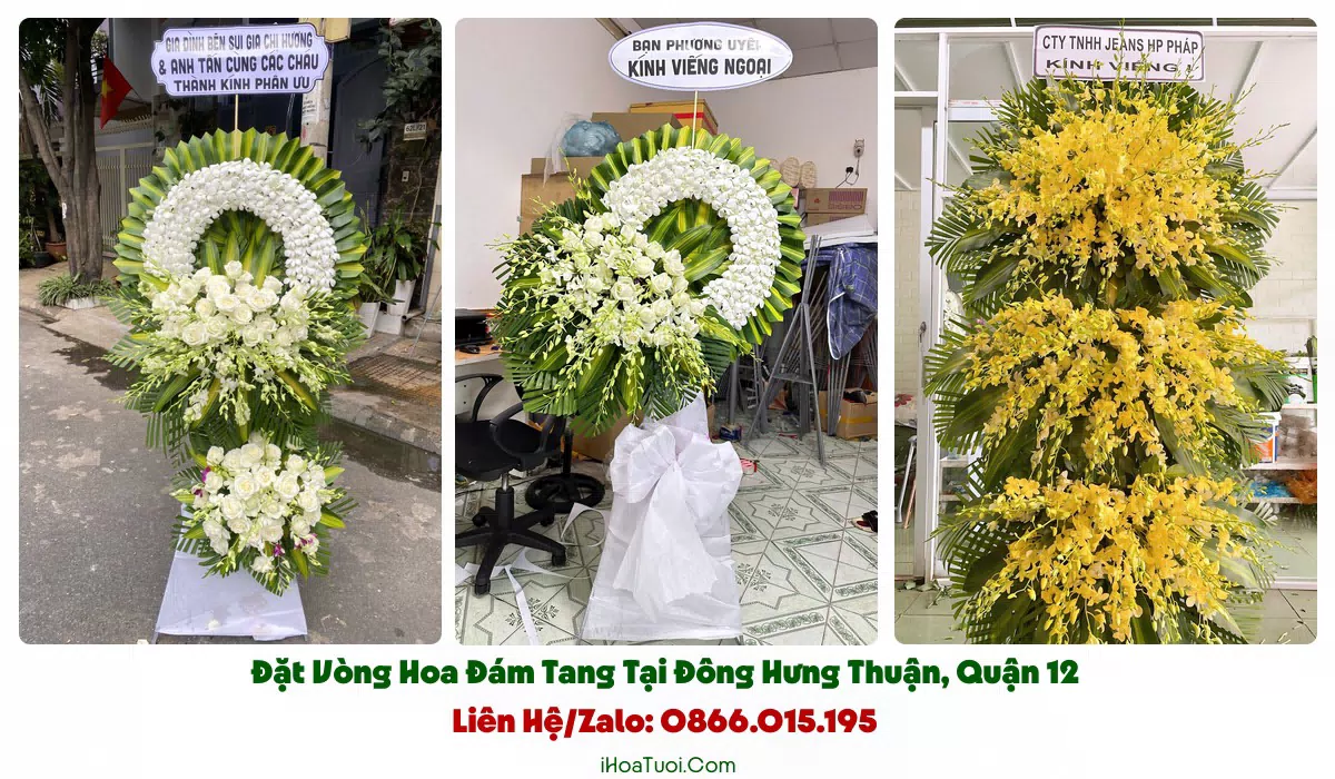 Kệ hoa viếng công ty trang nghiêm tại Phường Đông Hưng Thuận