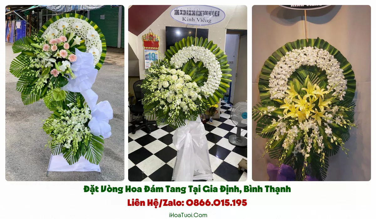 Mẫu vòng hoa tang lễ trang nghiêm Phường Gia Định