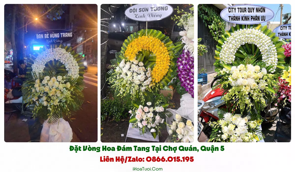 Vòng hoa chữ thập viếng Phường Chợ Quán Quận 5