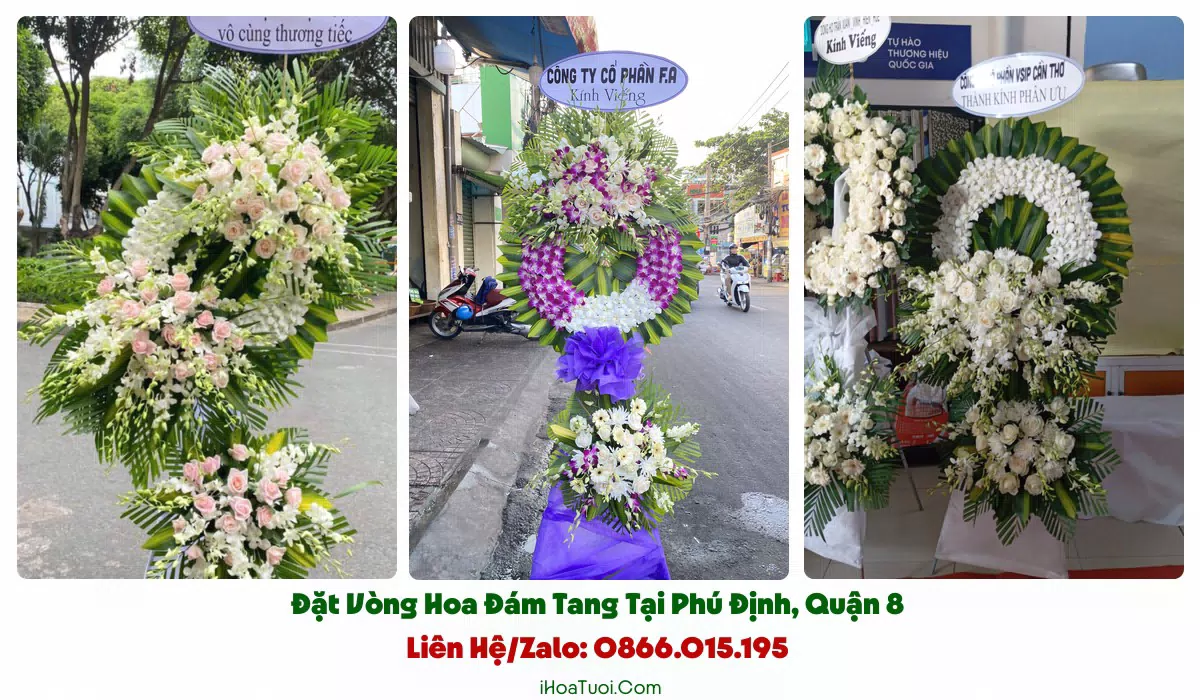 Giao vòng hoa viếng khắp Phường Phú Định và lân cận
