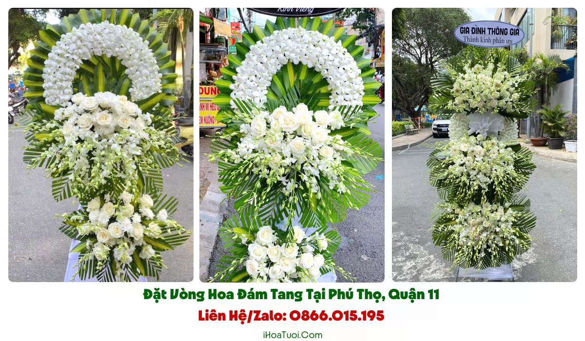 Các mẫu vòng hoa viếng đám tang Phường Phú Thọ đa dạng kiểu dáng
