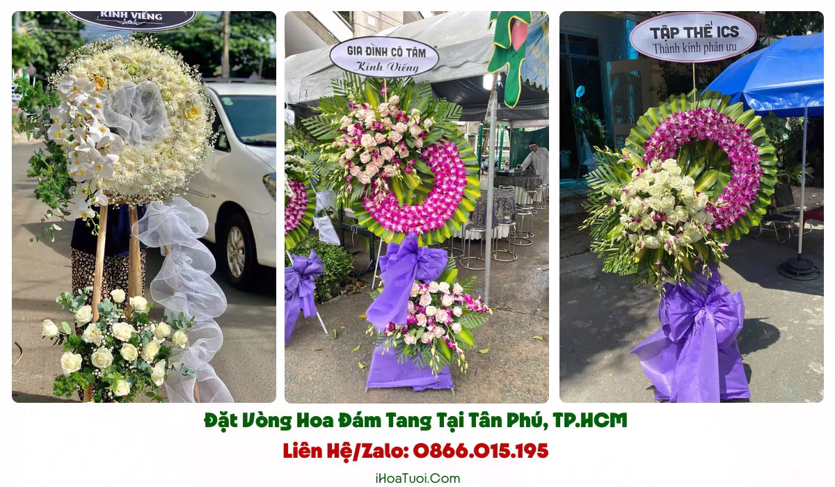 Các mẫu vòng hoa, kệ hoa viếng đám tang Phường Tân Phú theo từng loại