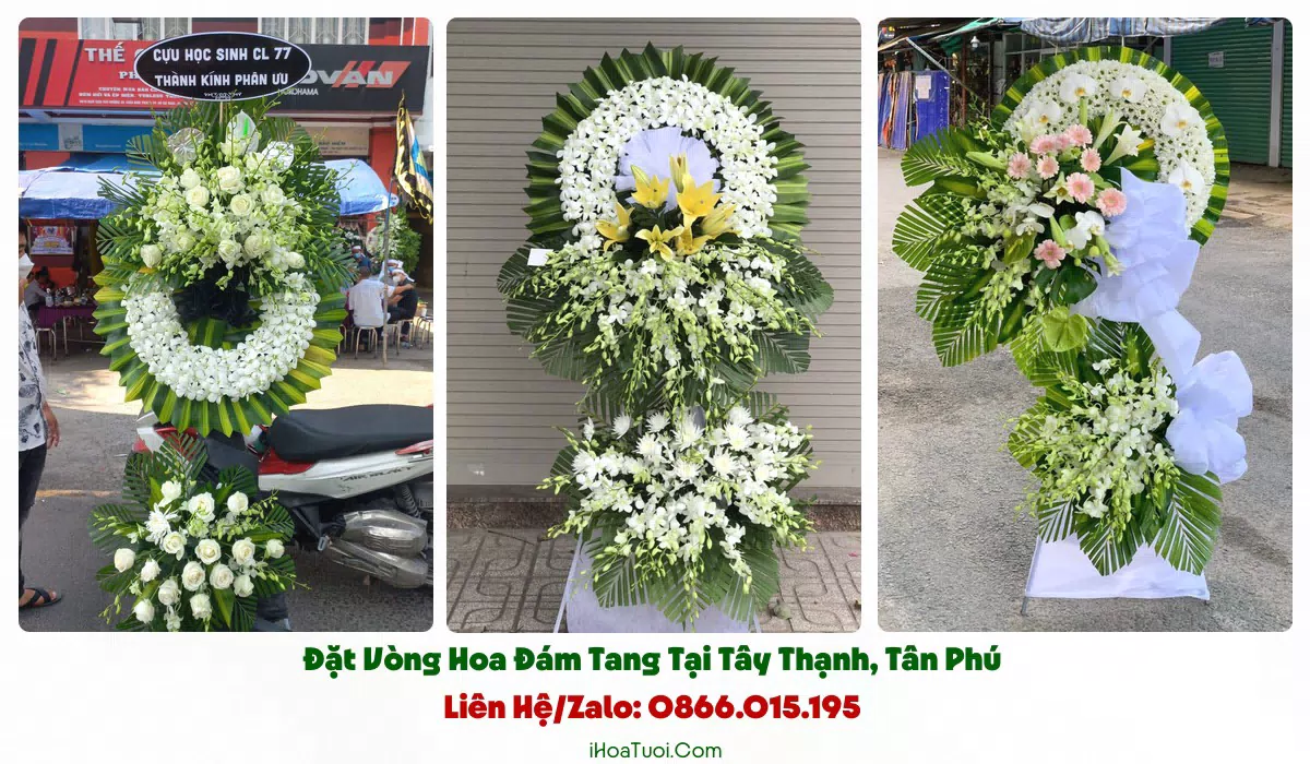 Các mẫu vòng hoa đám tang Phường Tây Thạnh đa dạng kiểu dáng